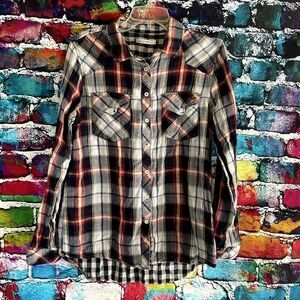 Kenneth Cole Reaction Size medium Button Front Plaid Flannel Shirt